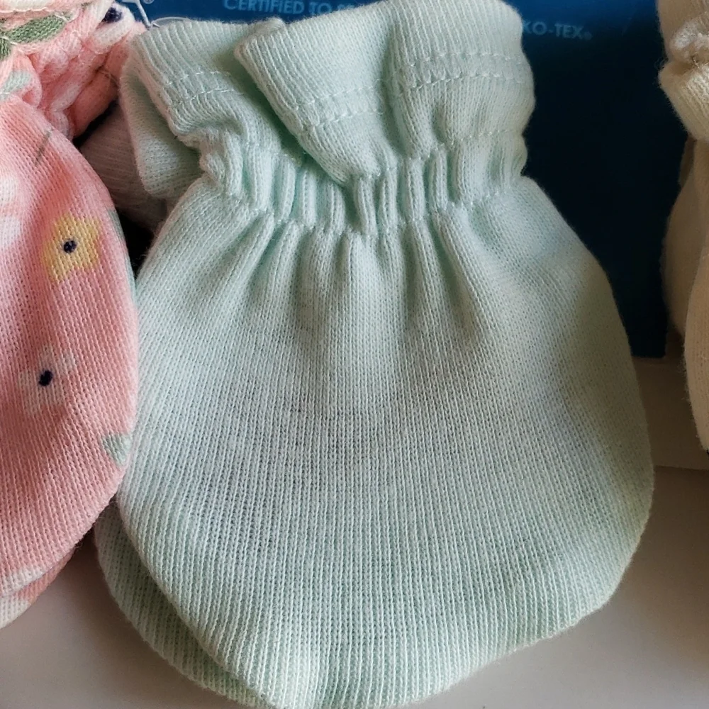 Gerber Baby Girls' 3pk Fox Mittens - Light Blue/Yellow/Orange Size 0-3 Months